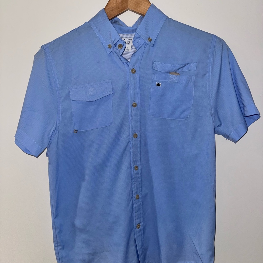 crown & ivy Light Blue Short-Sleeve Button-Down Shirt